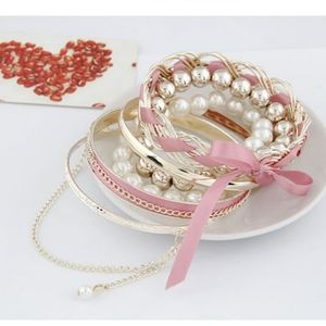 Multi-piece pink perl bracelet